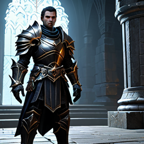Home 11 A formidable male Death Knight character in Lineage 2M, standing firm and centered. He is dressed in heavy, dark, ornate plate armor that is fully enclosed and modest, with no exposed skin, designed for protection and professional appearance. The setting is a dimly lit, ancient stone dungeon with grand fantasy architecture in the background, suggesting a challenging yet safe environment. The character is in a natural, powerful stance, exuding strength and resilience. Professional lighting, high-quality detailed fantasy art, perfect anatomy, correct proportions, well-formed hands, proper finger count, natural body proportions, fully clothed, modest clothing, appropriate attire, professional dress, safe for work, appropriate content, family-friendly.
